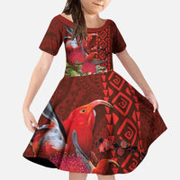 Hawaii KaʻUla Wena ʻIʻiwi Family Matching Mermaid Dress and Hawaiian Shirt With Tropical Plants and 'Ohi'a lehua Kakau Art Tattoo