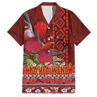 Hawaii KaʻUla Wena ʻIʻiwi Family Matching Short Sleeve Bodycon Dress and Hawaiian Shirt With Tropical Plants and 'Ohi'a lehua Kakau Art Tattoo