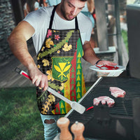 Hawaiian Tropical Plants Lei Apron Kanaka Maoli Tribal with Palaka Motifs - Polynesian Pride