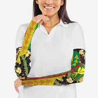 Hawaiian Tropical Plants Lei Arm Sleeves Kanaka Maoli Tribal with Palaka Motifs - Polynesian Pride