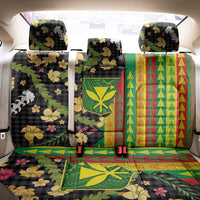 Hawaiian Tropical Plants Lei Back Car Seat Cover Kanaka Maoli Tribal with Palaka Motifs - Polynesian Pride
