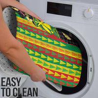 Hawaiian Tropical Plants Lei Bathroom Set Kanaka Maoli Tribal with Palaka Motifs - Polynesian Pride