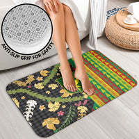 Hawaiian Tropical Plants Lei Bathroom Set Kanaka Maoli Tribal with Palaka Motifs - Polynesian Pride