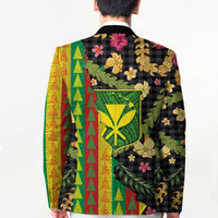 Hawaiian Tropical Plants Lei Blazer Kanaka Maoli Tribal with Palaka Motifs - Polynesian Pride