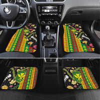 Hawaiian Tropical Plants Lei Car Mats Kanaka Maoli Tribal with Palaka Motifs - Polynesian Pride