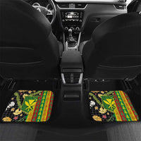 Hawaiian Tropical Plants Lei Car Mats Kanaka Maoli Tribal with Palaka Motifs - Polynesian Pride