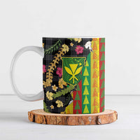 Hawaiian Tropical Plants Lei Ceramic Mug Kanaka Maoli Tribal with Palaka Motifs - Polynesian Pride