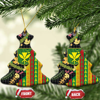 Hawaiian Tropical Plants Lei Ceramic Ornament Kanaka Maoli Tribal with Palaka Motifs - Polynesian Pride