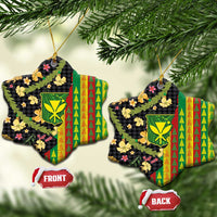 Hawaiian Tropical Plants Lei Ceramic Ornament Kanaka Maoli Tribal with Palaka Motifs - Polynesian Pride