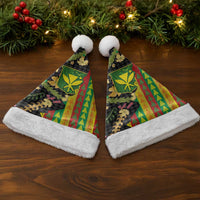 Hawaiian Tropical Plants Lei Christmas Santa Hat Kanaka Maoli Tribal with Palaka Motifs - Polynesian Pride