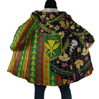 Hawaiian Tropical Plants Lei Cloak Kanaka Maoli Tribal with Palaka Motifs - Polynesian Pride