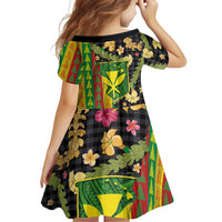 Hawaiian Tropical Plants Lei Family Matching Off The Shoulder Long Sleeve Dress and Hawaiian Shirt Kanaka Maoli Tribal with Palaka Motifs LT03 - Polynesian Pride