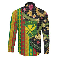 Hawaiian Tropical Plants Lei Family Matching Off Shoulder Maxi Dress and Hawaiian Shirt Kanaka Maoli Tribal with Palaka Motifs LT03 - Polynesian Pride