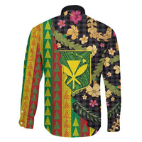 Hawaiian Tropical Plants Lei Family Matching Off Shoulder Short Dress and Hawaiian Shirt Kanaka Maoli Tribal with Palaka Motifs - Polynesian Pride