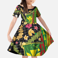 Hawaiian Tropical Plants Lei Family Matching Tank Maxi Dress and Hawaiian Shirt Kanaka Maoli Tribal with Palaka Motifs - Polynesian Pride