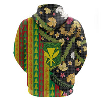 Hawaiian Tropical Plants Lei Hoodie Kanaka Maoli Tribal with Palaka Motifs - Polynesian Pride
