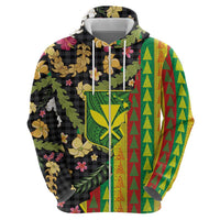 Hawaiian Tropical Plants Lei Hoodie Kanaka Maoli Tribal with Palaka Motifs - Polynesian Pride