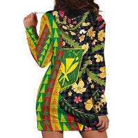 Hawaiian Tropical Plants Lei Hoodie Dress Kanaka Maoli Tribal with Palaka Motifs - Polynesian Pride