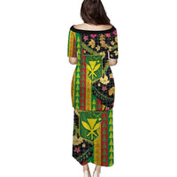 Hawaiian Tropical Plants Lei Puletasi Kanaka Maoli Tribal with Palaka Motifs LT03 - Polynesian Pride