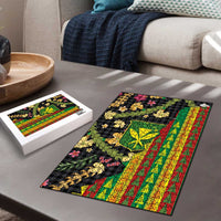 Hawaiian Tropical Plants Lei Puzzle Kanaka Maoli Tribal with Palaka Motifs - Polynesian Pride