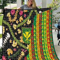 Hawaiian Tropical Plants Lei Quilt Kanaka Maoli Tribal with Palaka Motifs - Polynesian Pride
