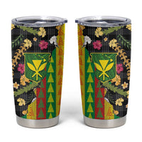 Hawaiian Tropical Plants Lei Tumbler Cup Kanaka Maoli Tribal with Palaka Motifs - Polynesian Pride