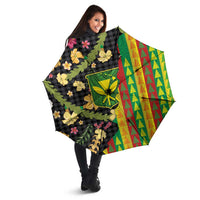 Hawaiian Tropical Plants Lei Umbrella Kanaka Maoli Tribal with Palaka Motifs - Polynesian Pride