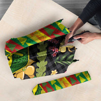 Hawaiian Tropical Plants Lei Umbrella Kanaka Maoli Tribal with Palaka Motifs - Polynesian Pride