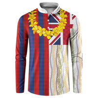 Hawaiian Tropical Plants Lei Button Sweatshirt National Flag Style - Polynesian Pride