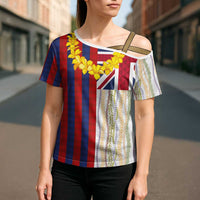 Hawaiian Tropical Plants Lei Cross Shoulder Shirt National Flag Style - Polynesian Pride