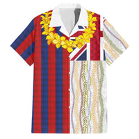 Hawaiian Tropical Plants Lei Family Matching Mermaid Dress and Hawaiian Shirt National Flag Style LT03 Dad's Shirt - Short Sleeve Multicolor - Polynesian Pride