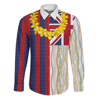 Hawaiian Tropical Plants Lei Family Matching Mermaid Dress and Hawaiian Shirt National Flag Style LT03 Dad's Shirt - Long Sleeve Multicolor - Polynesian Pride