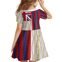 Hawaiian Tropical Plants Lei Kid Short Sleeve Dress National Flag Style - Polynesian Pride