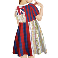 Hawaiian Tropical Plants Lei Kid Short Sleeve Dress National Flag Style - Polynesian Pride