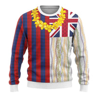 Hawaiian Tropical Plants Lei Ugly Christmas Sweater National Flag Style - Polynesian Pride