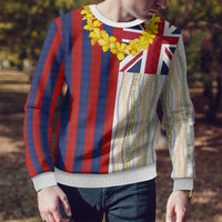 Hawaiian Tropical Plants Lei Ugly Christmas Sweater National Flag Style - Polynesian Pride