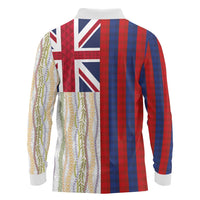 Hawaiian Tropical Plants Lei Long Sleeve Polo Shirt National Flag Style - Polynesian Pride