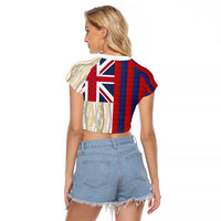 Hawaiian Tropical Plants Lei Raglan Cropped T Shirt National Flag Style - Polynesian Pride