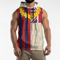 Hawaiian Tropical Plants Lei Sleeveless Hoodie National Flag Style - Polynesian Pride