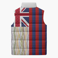 Hawaiian Tropical Plants Lei Sleeveless Puffer Jacket National Flag Style - Polynesian Pride