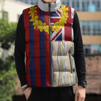 Hawaiian Tropical Plants Lei Sleeveless Puffer Jacket National Flag Style - Polynesian Pride