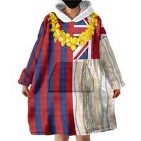 Hawaiian Tropical Plants Lei Wearable Blanket Hoodie National Flag Style - Polynesian Pride