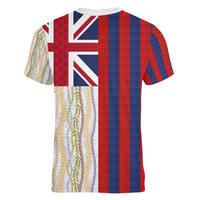 Hawaiian Tropical Plants Lei Women V-Neck T-Shirt National Flag Style - Polynesian Pride