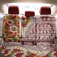 Hawaiian Plumeria Lei Back Car Seat Cover Kakau Motifs and Palaka Half Style Red Color - Polynesian Pride