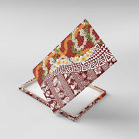 Hawaiian Plumeria Lei Canvas Wall Art Kakau Motifs and Palaka Half Style Red Color - Polynesian Pride