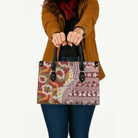 Hawaiian Plumeria Lei Leather Bag Kakau Motifs and Palaka Half Style Red Color - Polynesian Pride