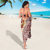 Hawaiian Plumeria Lei Sarong Kakau Motifs and Palaka Half Style Red Color LT03 - Polynesian Pride