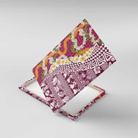 Hawaiian Plumeria Lei Canvas Wall Art Kakau Motifs and Palaka Half Style Pink Color - Polynesian Pride