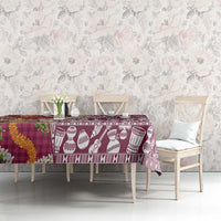 Hawaiian Plumeria Lei Tablecloth Kakau Motifs and Palaka Half Style Pink Color - Polynesian Pride