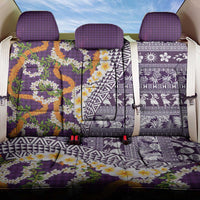 Hawaiian Plumeria Lei Back Car Seat Cover Kakau Motifs and Palaka Half Style Purple Color - Polynesian Pride